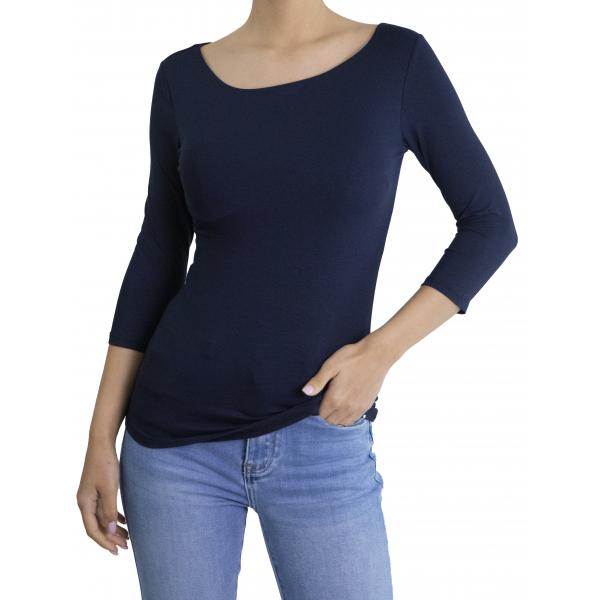 Maglia con scollo a barca con manica 3/4